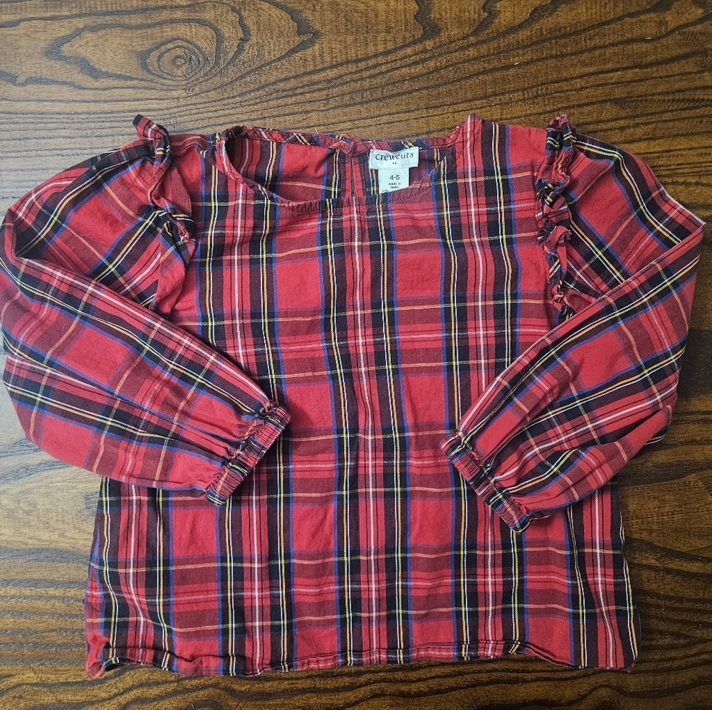 J.Crew Crewcuts Girls 4-5 plaid holiday top - Picture 1 of 5